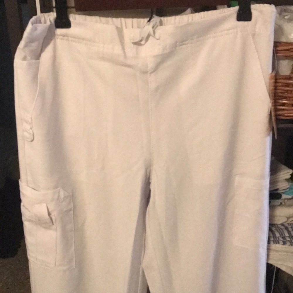 White scrub pants